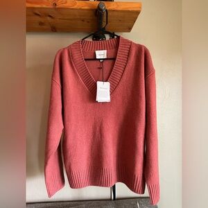 Reformation Jadey Cashmere Oversized V-Neck Sweater Rosewood - Size Small